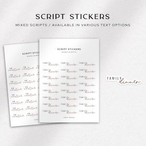MIXED SCRIPT Stickers | Minimal & Functional Planner Stickers for Everyday Planning | Neutral Stickers Available in 32 Text Options