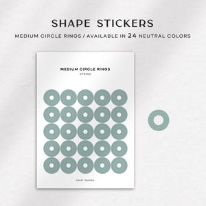 MEDIUM CIRCLE RINGS - Transparent Functional Shape Planner Stickers | Minimal & Functional Planner Stickers | Minimal Neutral Color Stickers