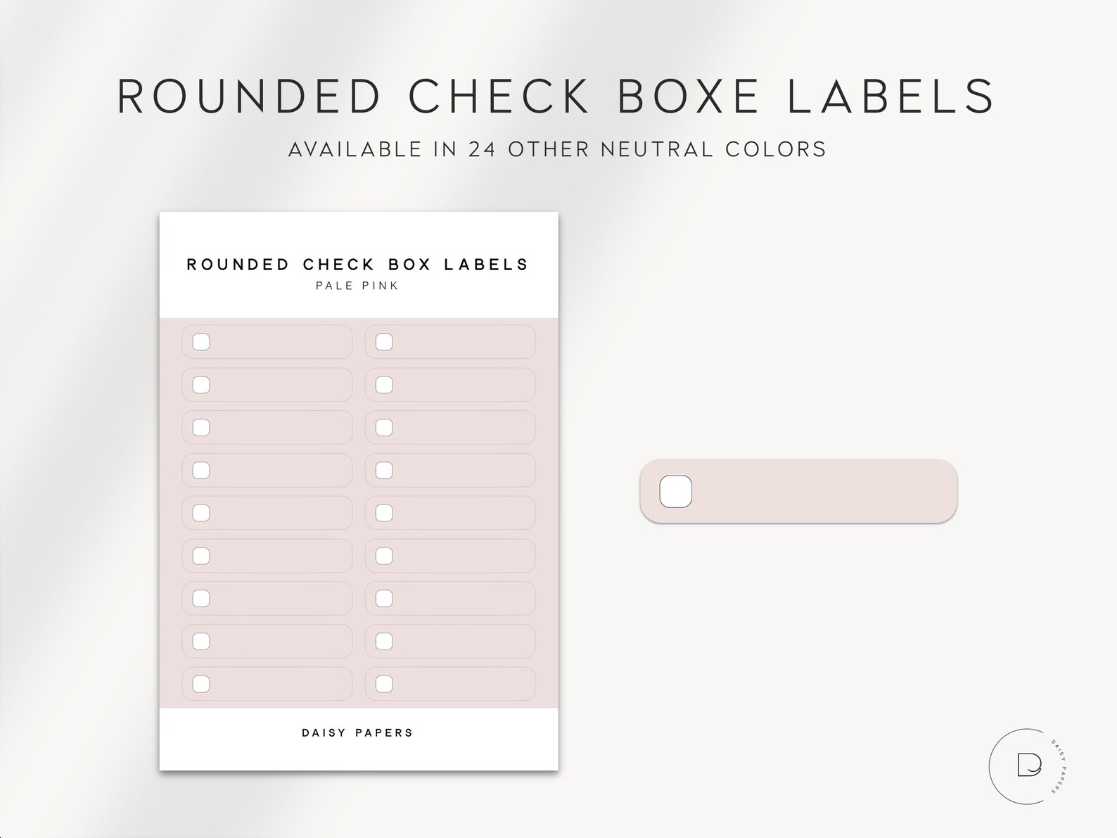 Rounded Check Box Labels | Planner Stickers | Minimal Planner Stickers ...
