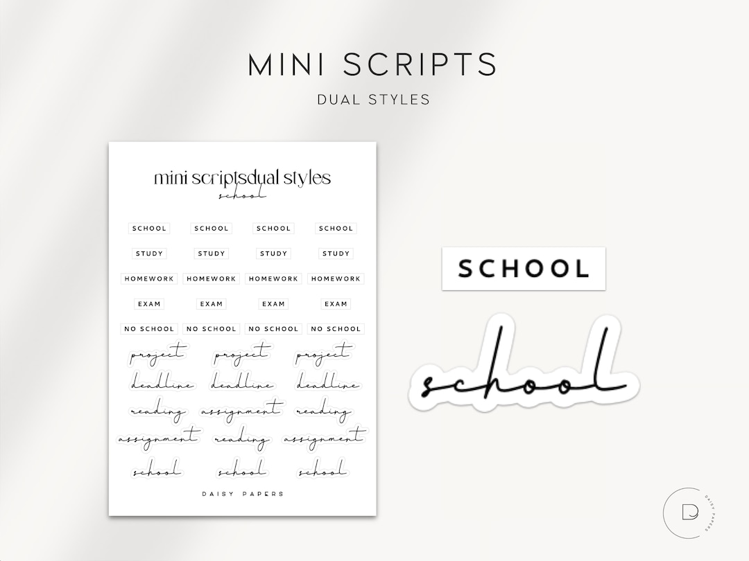 SCHOOL - Dual Styles Mini Scripts | Transparent Mini Script Stickers ...