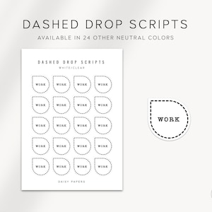 ARBEITEN - Gestrichelte Drop Scripts | Planer Aufkleber | Minimale & Funktionale Planer Aufkleber | Minimale Schrift Aufkleber | Bullet Journal Aufkleber