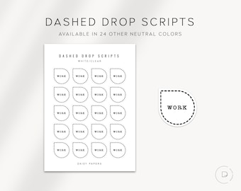 WORK: gestippelde dropscripts | Plannerstickers | Minimale en functionele plannerstickers | Minimale schriftstickers | Bullet Journal-stickers
