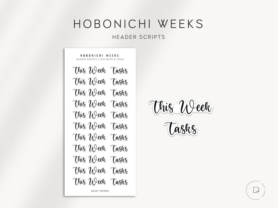 THIS WEEK / TASKS Header Scripts - Hobonichi Weeks Stickers ...