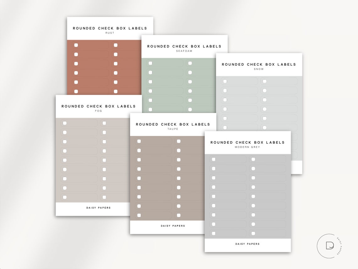 Rounded Check Box Labels | Planner Stickers | Minimal Planner Stickers ...