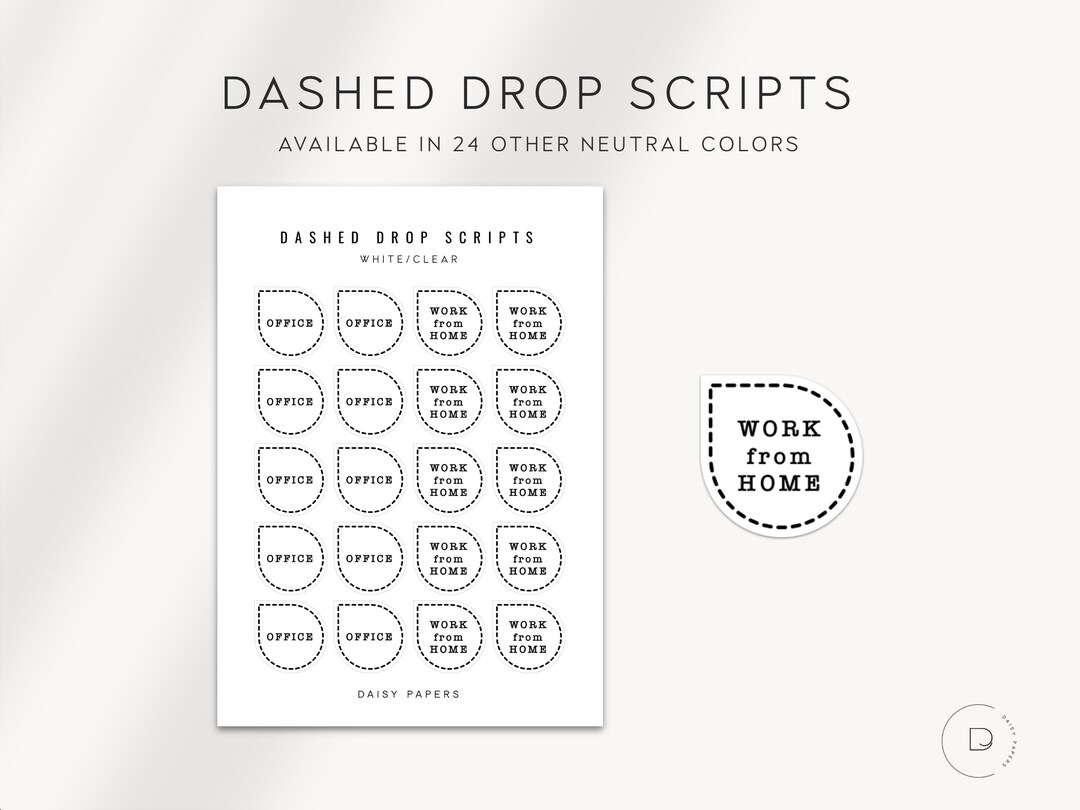 Dhc Drop Script OFFICE / WORK From HOME- Dashed Drop Scripts | Planner Stickers ...