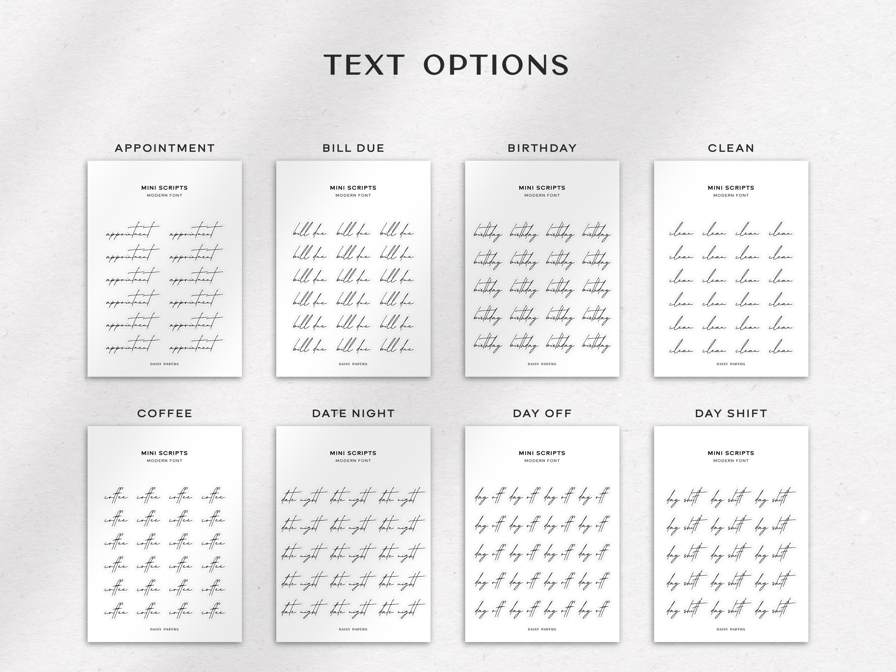 3rd Script Transparent MODERN FONT Transparent Mini Script Stickers | Minimal & Functional ...