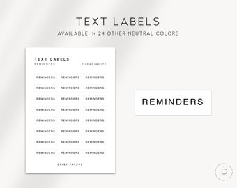 REMINDERS - Text Labels | Planner Stickers | Minimal & Functional Planner Stickers | Minimal Script Stickers | Bullet Journal | Planning
