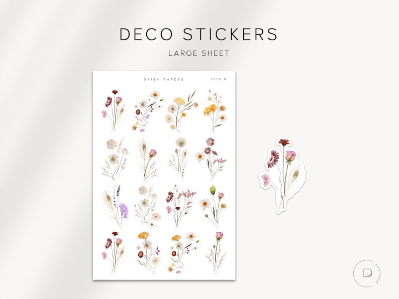 DECO-B | Large Sheet Deco Stickers | Decorative Floral Planner Stickers ...