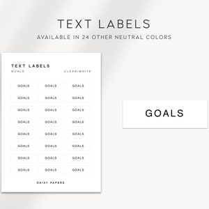 GOALS - Text Labels | Planer Aufkleber | Minimale & Funktionale Planer Aufkleber | Minimale Schrift Aufkleber | Bullet Journal | Planung | Bujo