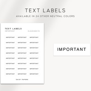 WICHTIG - Text Labels | Planer Aufkleber | Minimale & Funktionale Planer Aufkleber | Minimale Schrift Aufkleber | Bullet Journal | Planen