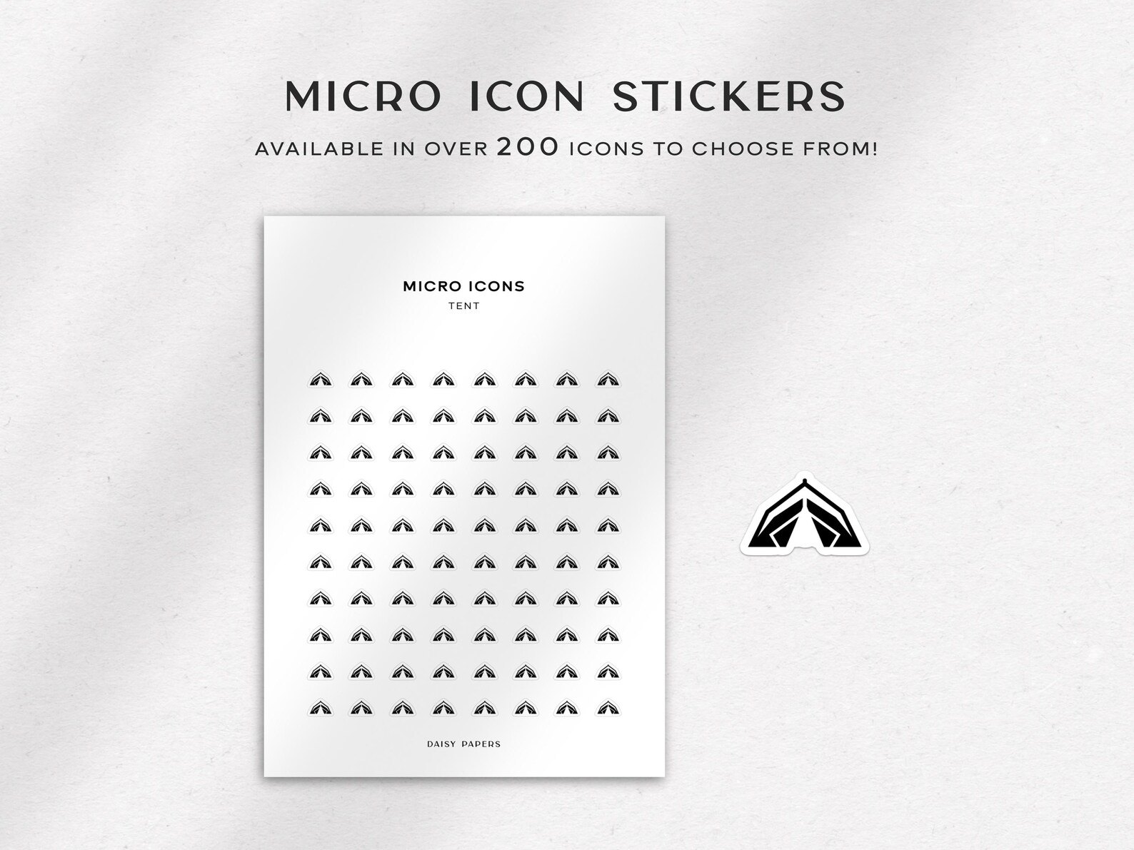 Microplan Sticker TENT - Micro Icon Stickers | Planner Stickers | Minimal & Functional ...