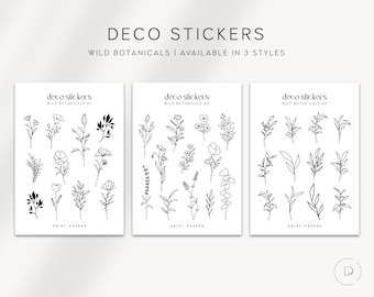 WILD BOTANICALS - Deco Stickers | Decorative Abstract Shape Stickers | Minimal & Functional Planner Stickers | Bullet Journal | Bujo