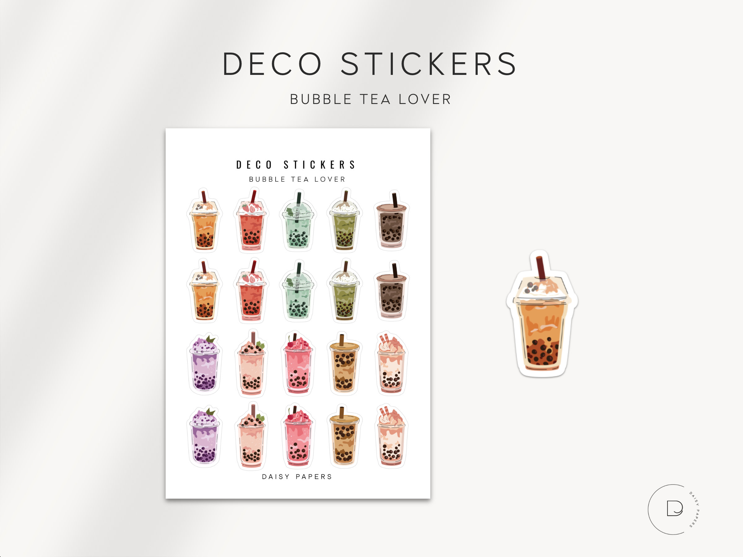 BUBBLE TEA LOVER - Deco Stickers | Decorative Planner Stickers ...