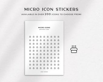 BIRTHDAY CAKE - Micro Icon Stickers  | Planner Stickers  | Minimal & Functional Planner Stickers | Small Icon Stickers | Bujo Stickers