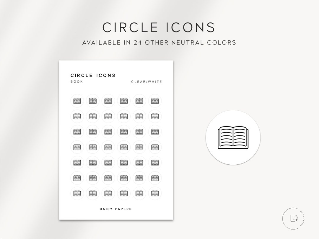 BOOK - Circle Icons | Planner Stickers | Minimal & Functional Planner ...