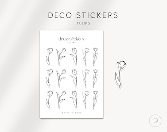 TULIPS -  Deco Floral Stickers |  Decorative Planner Stickers | Minimal & Functional Planner Stickers | Neutral Minimal Stickers | Bujo