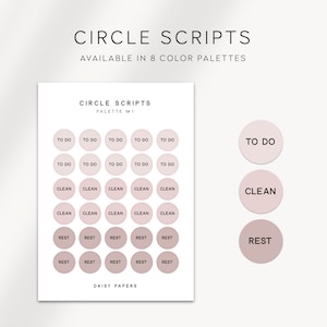 To Do / Reinigen / Ausruhen - Kreis Scripts | Planer Aufkleber | Minimale & Funktionale Planer Aufkleber | Minimale Schrift Aufkleber | Neutrale Farben