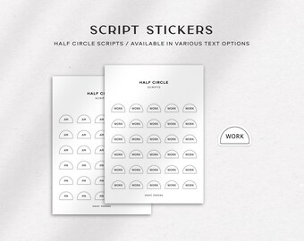HALF CIRCLE SCRIPTS - Planner Stickers | Minimal & Functional Planner Stickers for Everyday Planning | Available in 8 Text Options