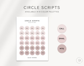 APPEL / E-MAIL / MTG - Circle Scripts | Stickers pour agenda | Stickers pour agenda minimalistes et fonctionnels | Stickers écriture minimaliste | Couleurs neutres
