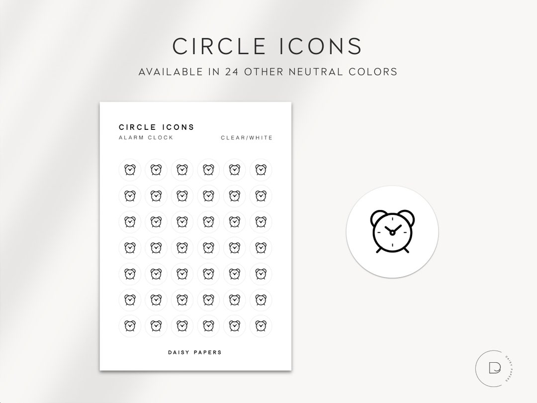ALARM CLOCK - Circle Icons | Planner Stickers | Minimal & Functional ...