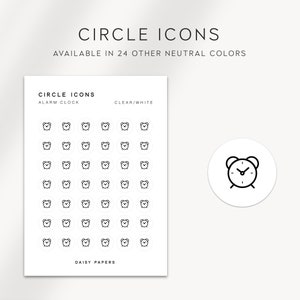 ALARM CLOCK - Circle Icons | Planner Stickers  | Minimal & Functional Planner Stickers | Minimal Icon Stickers | Neutral Color Stickers