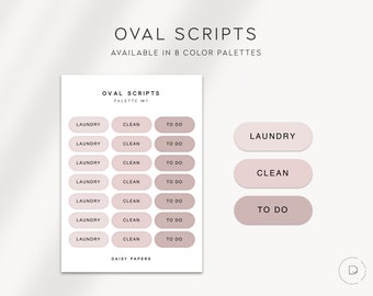 Laundry / Clean / To Do - Oval Scripts Tri-Color | Planner Stickers | Minimal & Functional Planner Stickers | Neutral Minimal Script Sticker