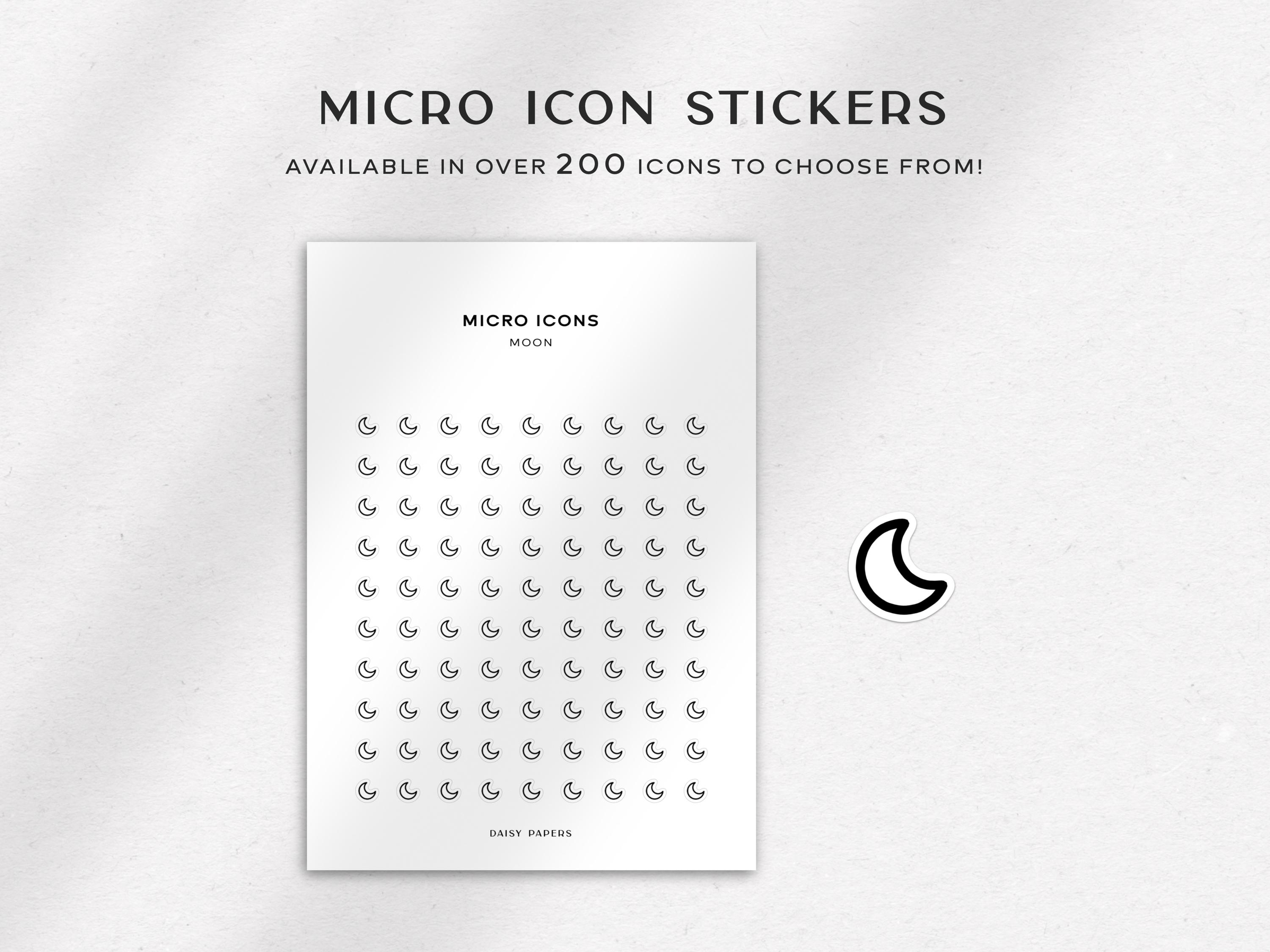 MOON - Micro Icon Stickers | Planner Stickers | Minimal & Functional Planner Sticker | Small Icon Sticker | Planner Icon Stickers