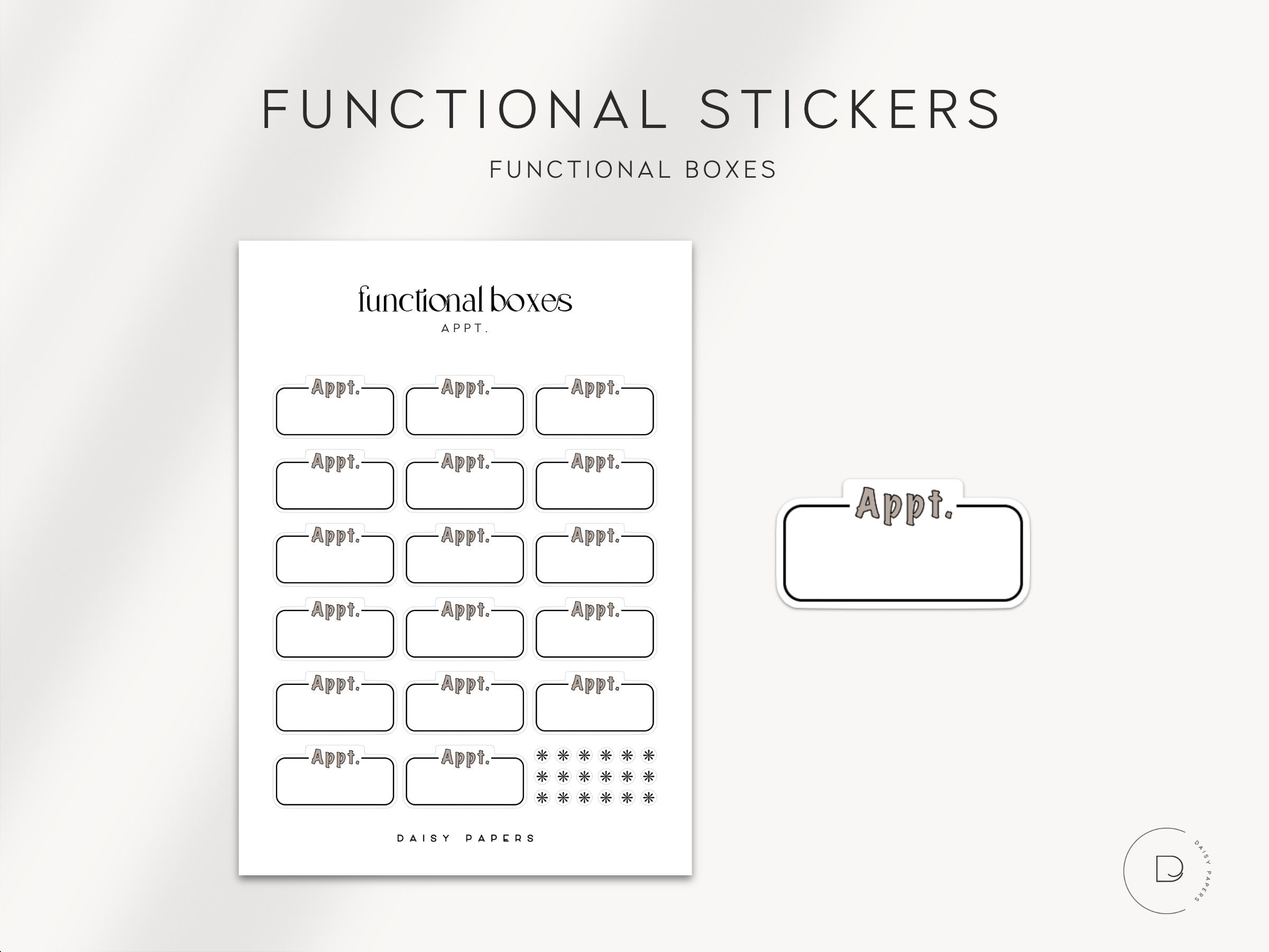 APPT. - FUNCTIONAL BOXES | Planner Stickers | Minimal & Functional ...