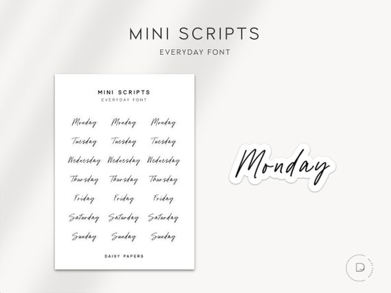 Minimalistic Script Days of the Week Stickers