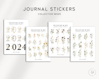 JOURNAL COLLECTION NO. 005 - Meadow Flowers | Minimal & Functional Planner Stickers | Neutral Color Stickers | Bullet Journalling Stickers