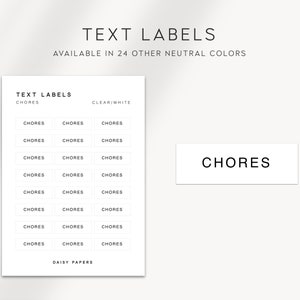 CHORES - Text Labels | Planer Aufkleber | Minimale & Funktionale Planer Aufkleber | Minimale Schrift Aufkleber | Bullet Journal | Planung | Bujo