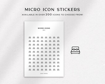 BED - Micro Icon Stickers | Planner Stickers | Minimal & Functional Planner Stickers | Small Icon Sticker | Planner Icon Stickers