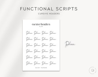 PLAN - CURSIEVE Kopteksten | Plannerstickers | Minimale en functionele plannerstickers | Perfect voor een minimalistische planner of Bullet Journal