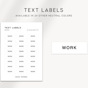 WORK - Text Labels | Planer Aufkleber | Minimale & Funktionale Planer Aufkleber | Minimale Schrift Aufkleber | Bullet Journal | Planung | Bujo