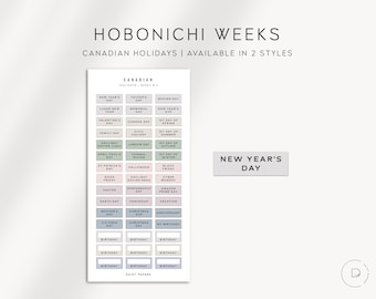 CANADIAN Holiday Labels - Hobonichi Weeks Stickers  | Functional Planner Stickers | Minimal Planner Stickers designed for the Hobo Weeks
