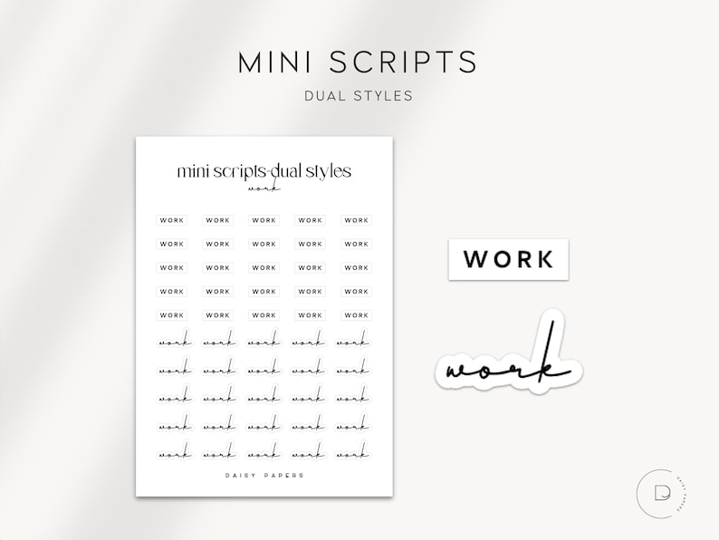 WORK - Dual Styles Mini Scripts | Transparent Mini Script Stickers ...