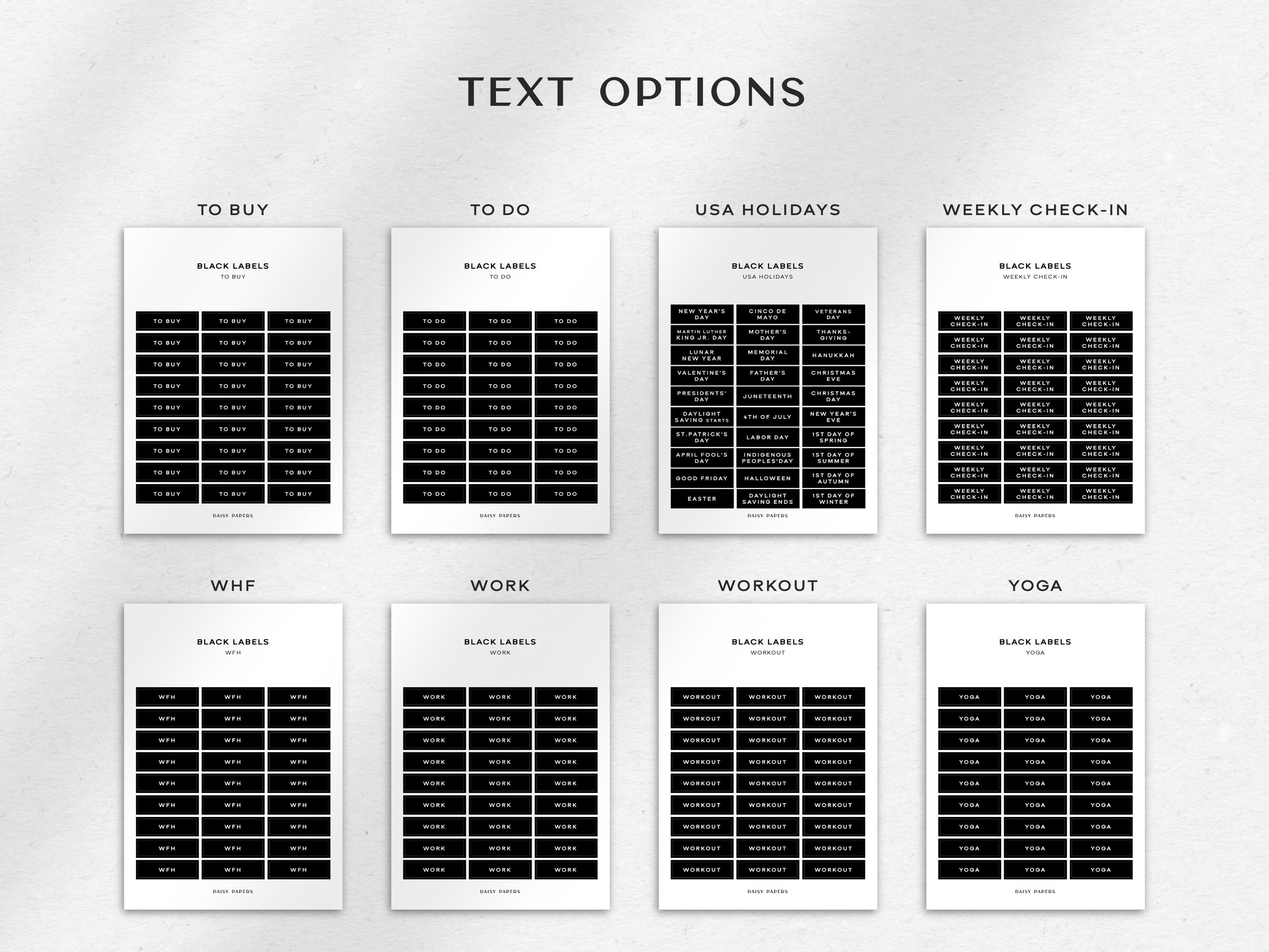 BLACK LABELS | Planner Script Sticker Labels | Minimal & Functional ...