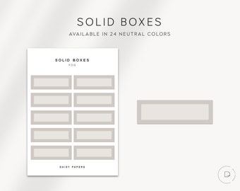 SOLID BOXES - Quarter Functional Boxes | Planner Stickers | Minimal & Functional Planner Stickers | Minimal Script Stickers | Neutral Colors