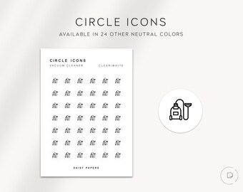 VACUUM CLEANER - Circle Icons | Planner Stickers  | Minimal & Functional Planner Stickers | Minimal Icon Stickers | Neutral Color Stickers