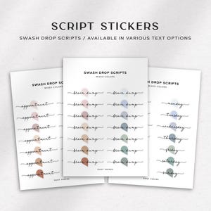 SWASH DROP SCRIPTS | Script Planner Stickers | Minimal & Functional Planner Stickers for Everyday Planning | Available in 24 Text Options