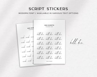 MODERNE LETTERTYPE Transparante miniscriptstickers | Minimale en functionele plannerstickers voor dagelijkse planning | Verkrijgbaar in 32 tekstopties