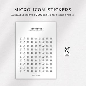 ELEMENTOS ESENCIALES DE LIMPIEZA: pegatinas con microiconos, pegatinas para planificadores, pegatinas minimalistas y funcionales para planificadores, pegatinas con iconos pequeños, iconos para planificadores