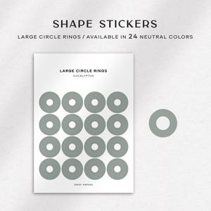 LARGE CIRCLE RINGS - Transparent Functional Shape Planner Stickers | Minimal & Functional Planner Stickers | Minimal Neutral Color Stickers