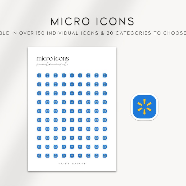 WALMART  - Micro Icon Stickers  | Planner Stickers  | Minimal & Functional Planner Stickers | Small Icon Stickers | Bujo Icon Stickers