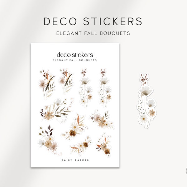 ELEGANT FALL BOUQUETS - Deco Stickers | Autumn Decorative Stickers | Minimal & Functional Planner Stickers | Bullet Journal | Bujo