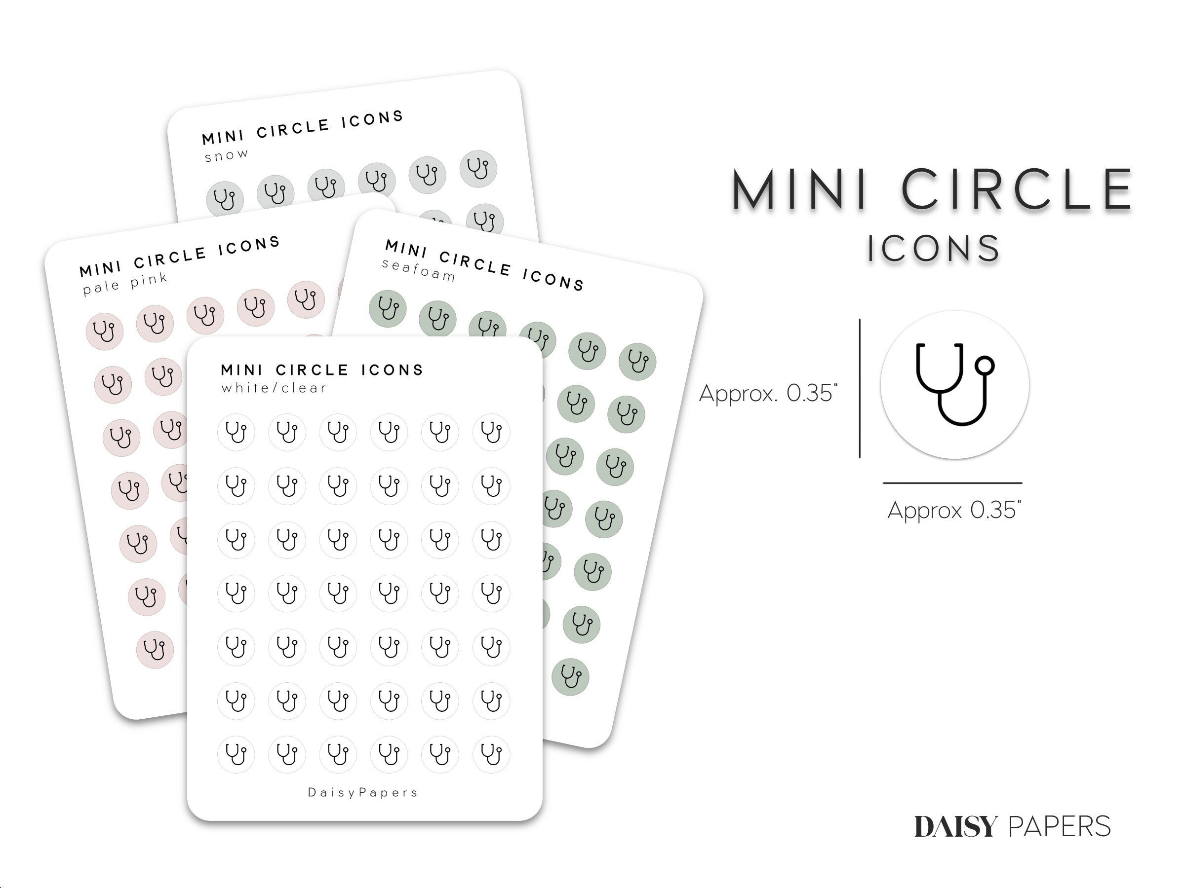 STETHOSCOPE - Mini Circle Icons | Health Care Planner Stickers  | Min…