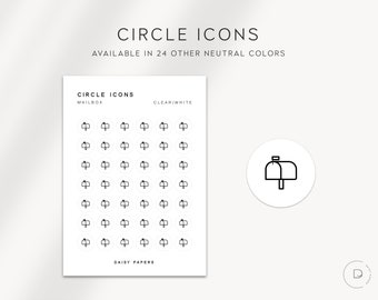 MAILBOX  - Circle Icons | Planner Stickers  | Minimal & Functional Planner Stickers | Minimal Icon Stickers | Neutral Color Stickers