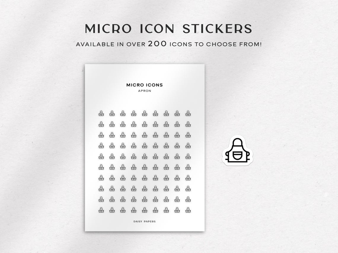 APRON - Micro Icon Stickers | Planner Stickers | Minimal & Functional ...