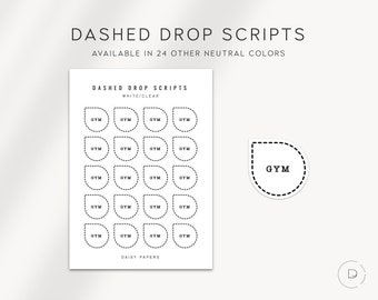 GYM - Dashed Drop Scripts | Planner Stickers | Minimal & Functional Planner Stickers | Minimal Script Stickers | Bullet Journal Stickers