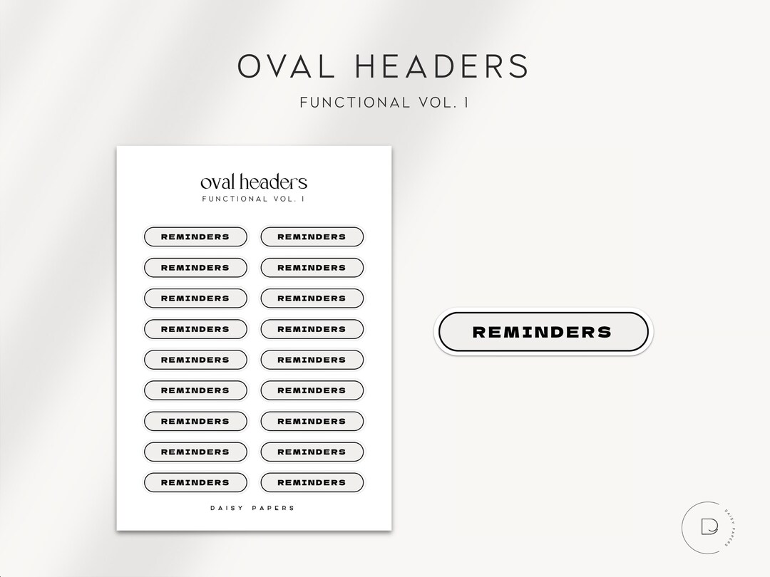 REMINDERS Oval Headers Functional Planner Scripts Minimal & Functional ...